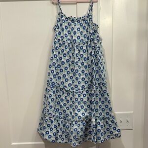 Mini Boden Dress Blue and White with pink Kids Dress